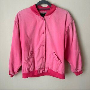 Vintage James River Traders Hot Barbie Pink Bomber Varsity Jacket Size Medium